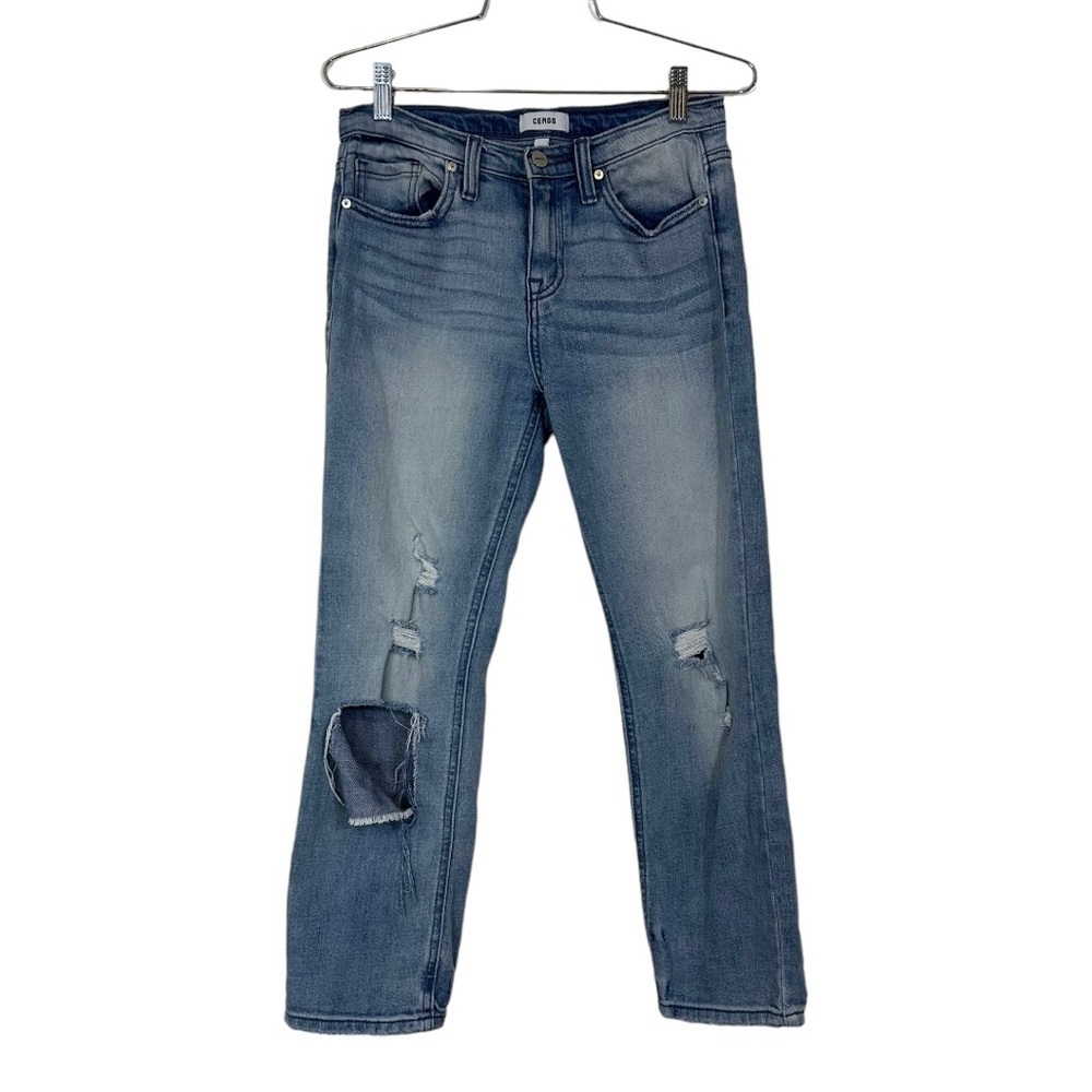 Ceros Cropped Distressed Jeans 24 Blue